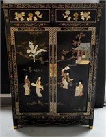 Antique Black Lacquer Oriental Cabinet