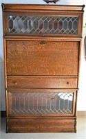 Antique Oak Barrister Bookcase Secretary