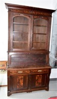 Antique Empire Secretary Bookcase w Key