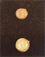 GOLD MINIATURE OF 1908 ST GAUDENS EARRING COIN SET