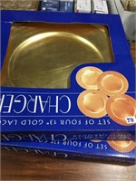2 boxes of gold plate chargers