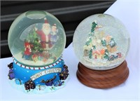 Santa & Christmas Village Musical Snow Globes