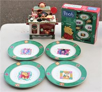 Pooh Ceramic Dessert Plates & Musical Candle Oven