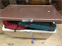 cooler with table cloth, air mattress,boat cushion