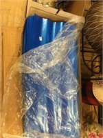 blue plastic bags/clear plastic squares