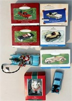 7 Hallmark Vintage Car Ornaments & One Polar Bear