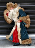 Hand Painted Old World Santa w Rabbit Fur Coat