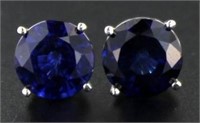 14kt Gold 5.00 ct Round Sapphire Stud Earrings