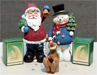 Santa & Snowman Decor w Crazy Reindeer Holder