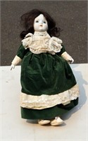 Victorian Porcelain Doll w Wood Stick Chair
