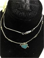 STERLING NECKLACE W/CRUSHED TURQUOISE PENDANT
