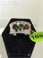 STERLING RING W/1.5CT MULTI-COLOR GEMSTONES, SIZE7