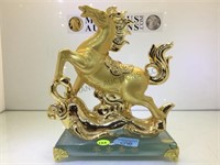 GILTED ASIAN HORSE  STATUE