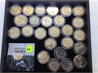 TRAY OF PRESIDENTIAL DOLLARS, (27)