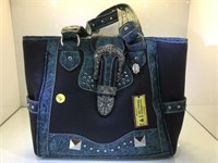 P & G COLLECTION, TURQUOISE/BLK WESTERN STYLE BAG