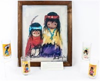 Ted DeGrazia Signed Print & Glasses