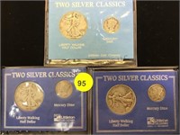 SILVER LIBERTY WALKING HALF DOLLARS & MERCURY DIME