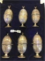 SET OF ANTIQUE STERLING SILVER EGG CUPS W/CASE