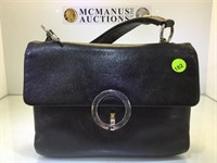 BLACK LEATHER HAND BAG MADE IN FRANCE