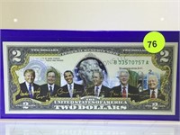 LIVING PRESIDENTS $2 BANK NOTE, W/COA