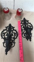 Two metal candle holder sconces
