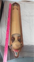 Large wooden rolling pin with wall mount stand
