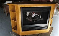 Corner electric fireplace in cabinet