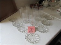 8 Candlewick Glasses & Coasters