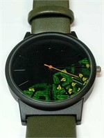 Green and Black Watch with flower decor