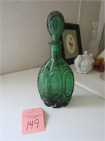 Green Glass Decanter and stopper