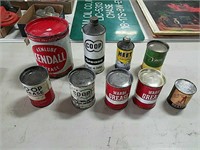 Lot of oil And lube cans