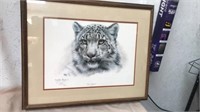 25 X 21 framed snow leopard artwork by Charles