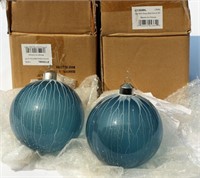 Pair of Ice Vein Glass Christmas Ornaments in Box