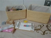 Group of craft supplies and baskets