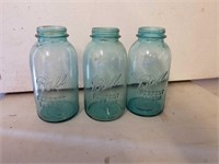 (3) Vintage Blue Ball Jars- Half Gallon
