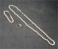 Pearl Necklace Bracelet & Ring Set Japan