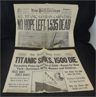 Pair Of Reproduction Titanic Newspapers New York