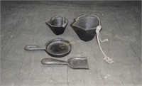 Miniature Cast Iron Items Skillet Bucket & More