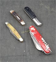Lot Of 4 Pocket Knifes Barlow Kabar Swiss