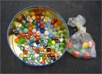 Tin Of Vintage Glass Marbles
