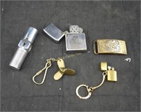 Misc Lot Zippo Lighter Keychains Belt Buckle