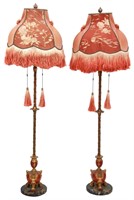 Attr. Caldwell Brass Torchiere Floor Lamps