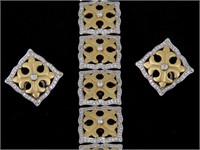 Charles Krypell Gold & Diamond Earrings & Bracelet
