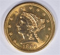 1906 $2 1/2 GOLD LIBERTY  GEM BU