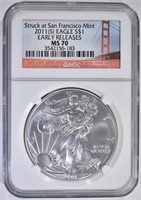 2011(S) AMERICAN SILVER EAGLE $1 NGC MS 70