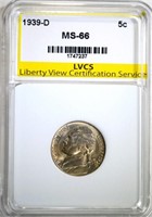 1939-D JEFFERSON NICKEL LVCS SUPERB GEM BU