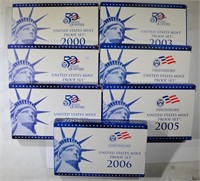 2000-2006 U.S. PROOF SETS ORIG BOXES/COA