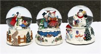3 Snowman Snow Globes 2 Are Music Boxes