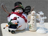 4 Snowmen Decor Pieces Fluffy to Ice Cubes