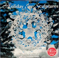 Ice Sculpture Wreath Color Changing Lights & Music